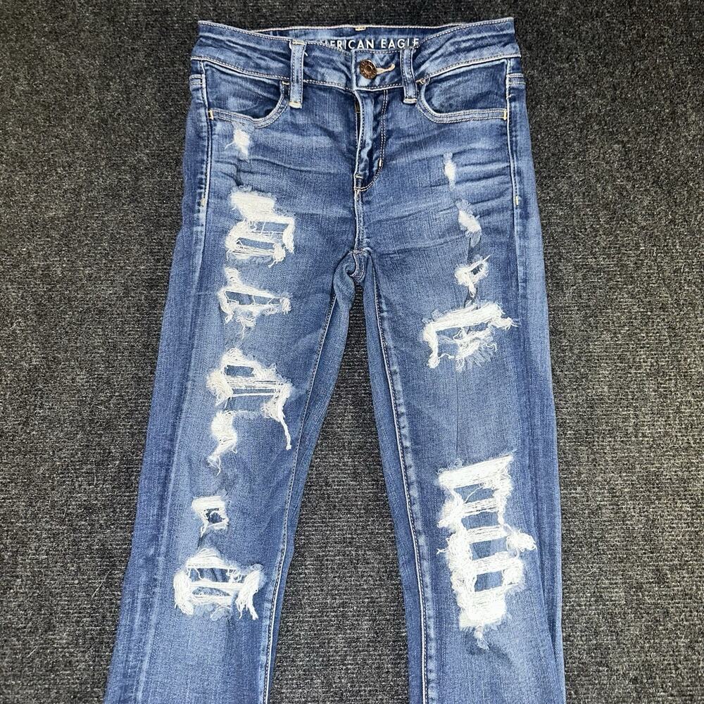 American Eagle Next Level Stretch Curvy Jegging Jeans Distressed Women's Size 2 - Picture 3 of 7